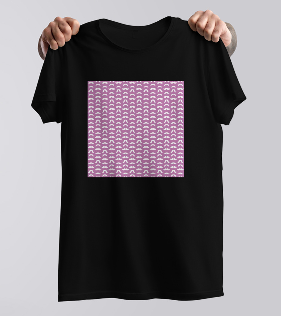 Mustache Pattern Purple Neck Gaiter T-Shirt