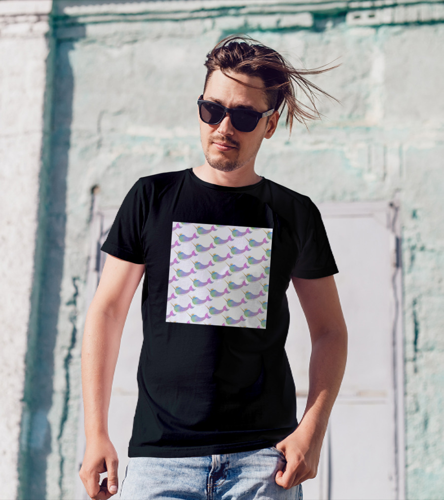 Narwhal Rainbow Horn Pattern Neck Gaiter T-Shirt