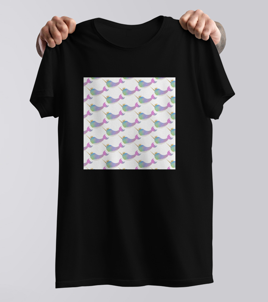 Narwhal Rainbow Horn Pattern Neck Gaiter T-Shirt