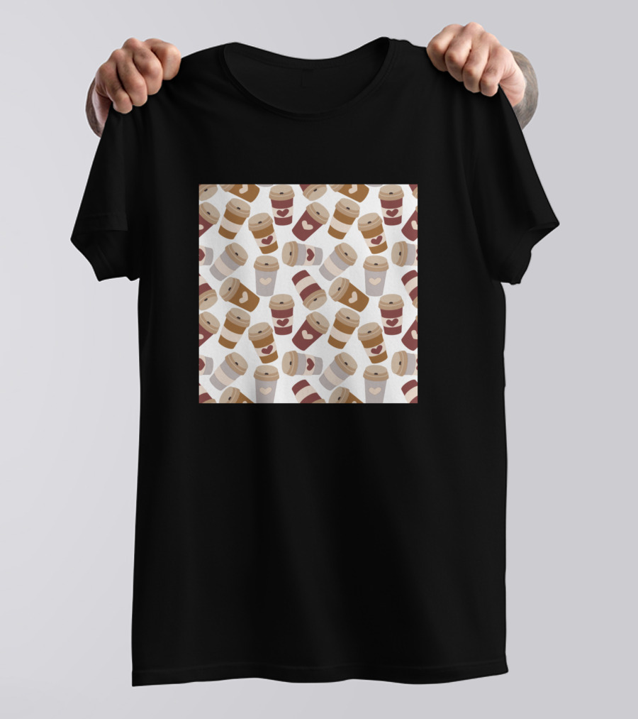 Neck Gaiter Travel Coffee Cups Pattern Neck Gator T-Shirt