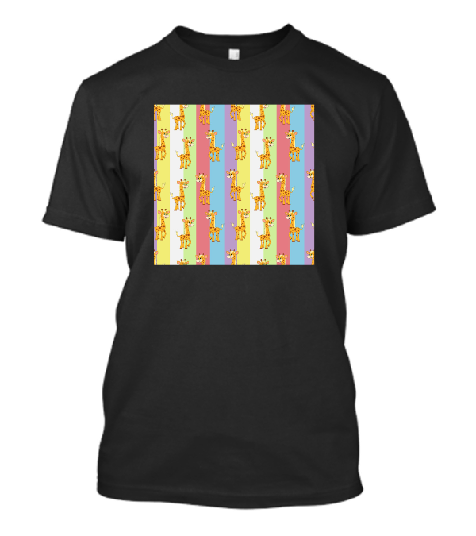 Striped Colorful Giraffe Neck Gaiter Multicolor T-Shirt