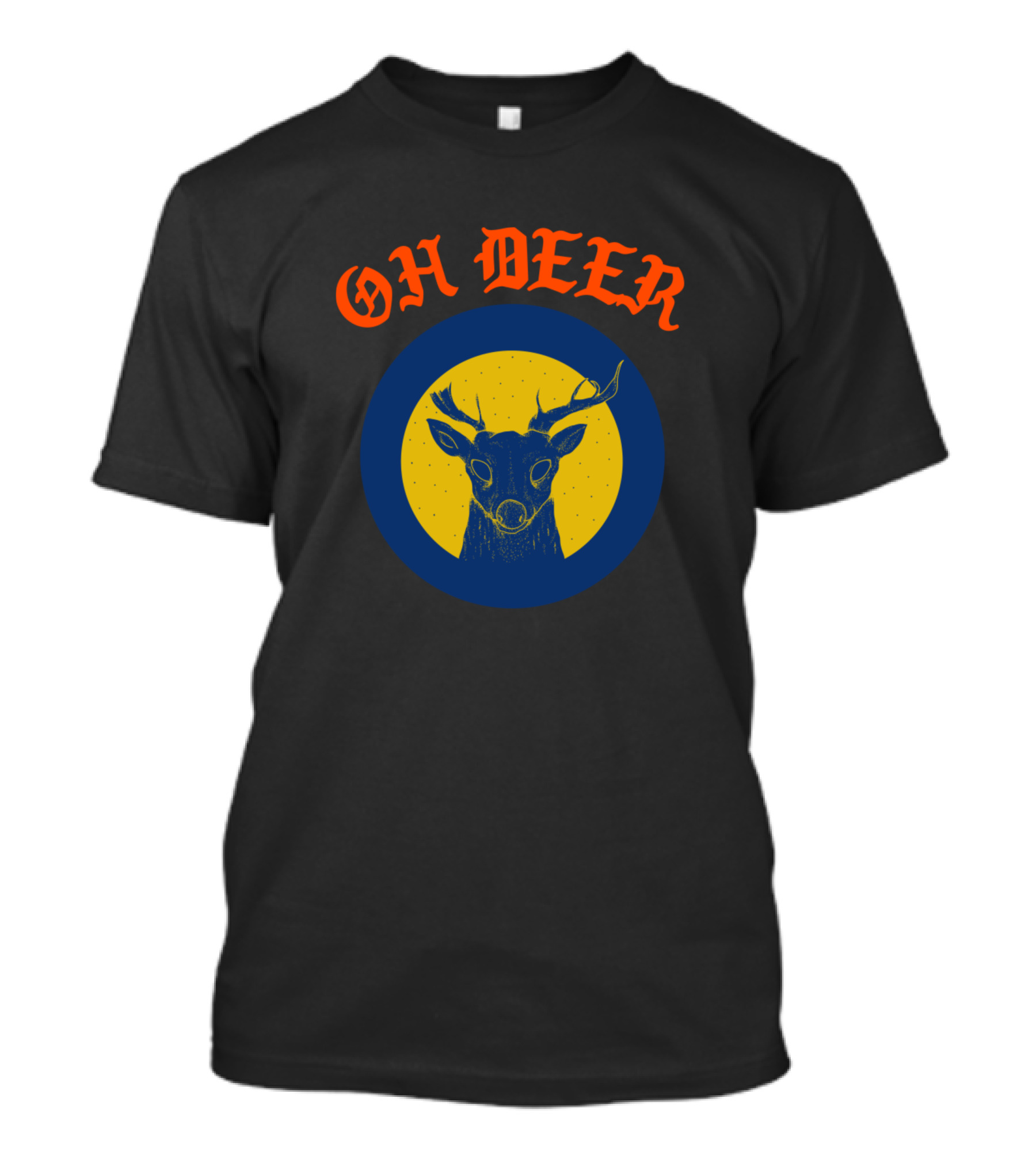 OH DEER Vintage Deer Illustration Circular Emblem T-Shirt
