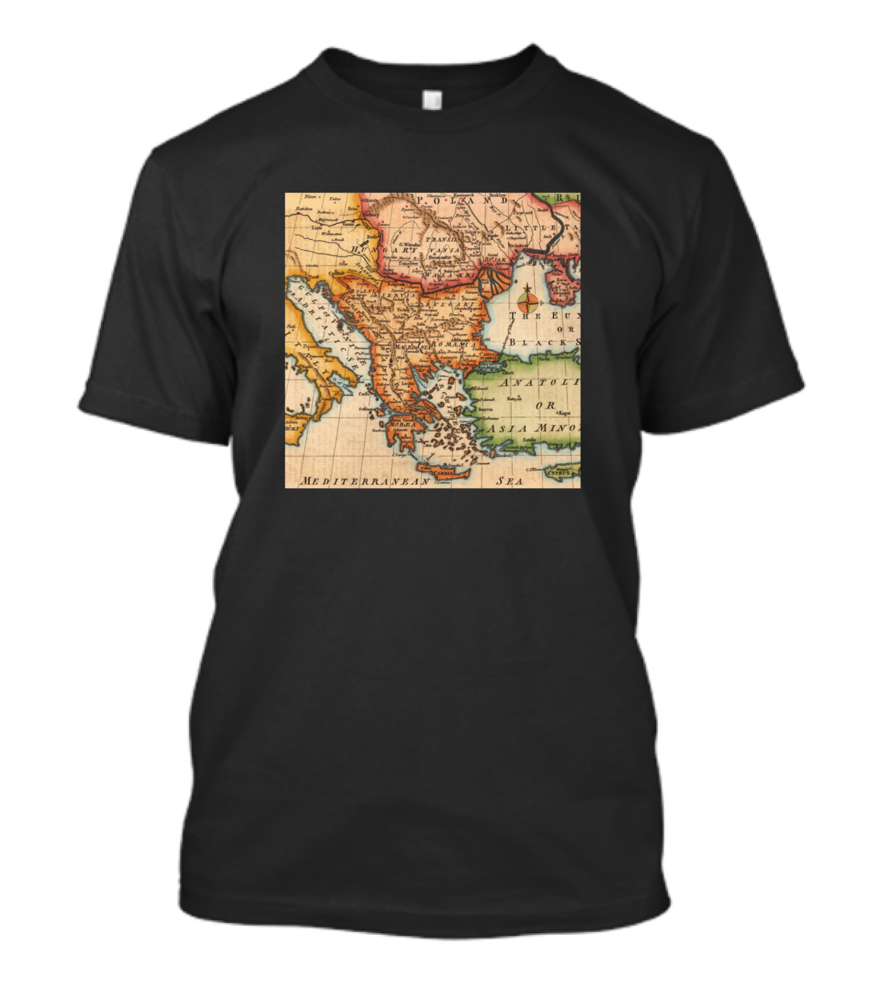 Old Maps Neck Gaiter Poland Mediterranean Sea Ital Vintage Cartography T-Shirt