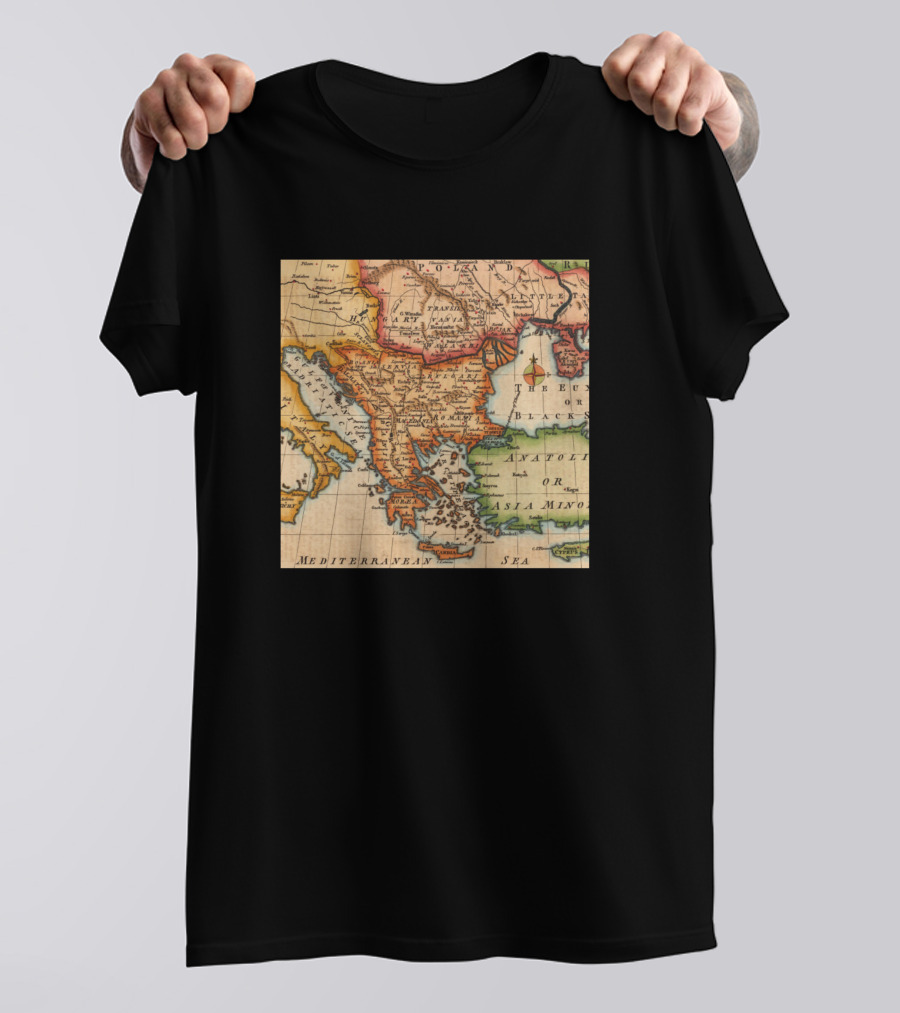 Old Maps Neck Gaiter Poland Mediterranean Sea Ital Vintage Cartography T-Shirt