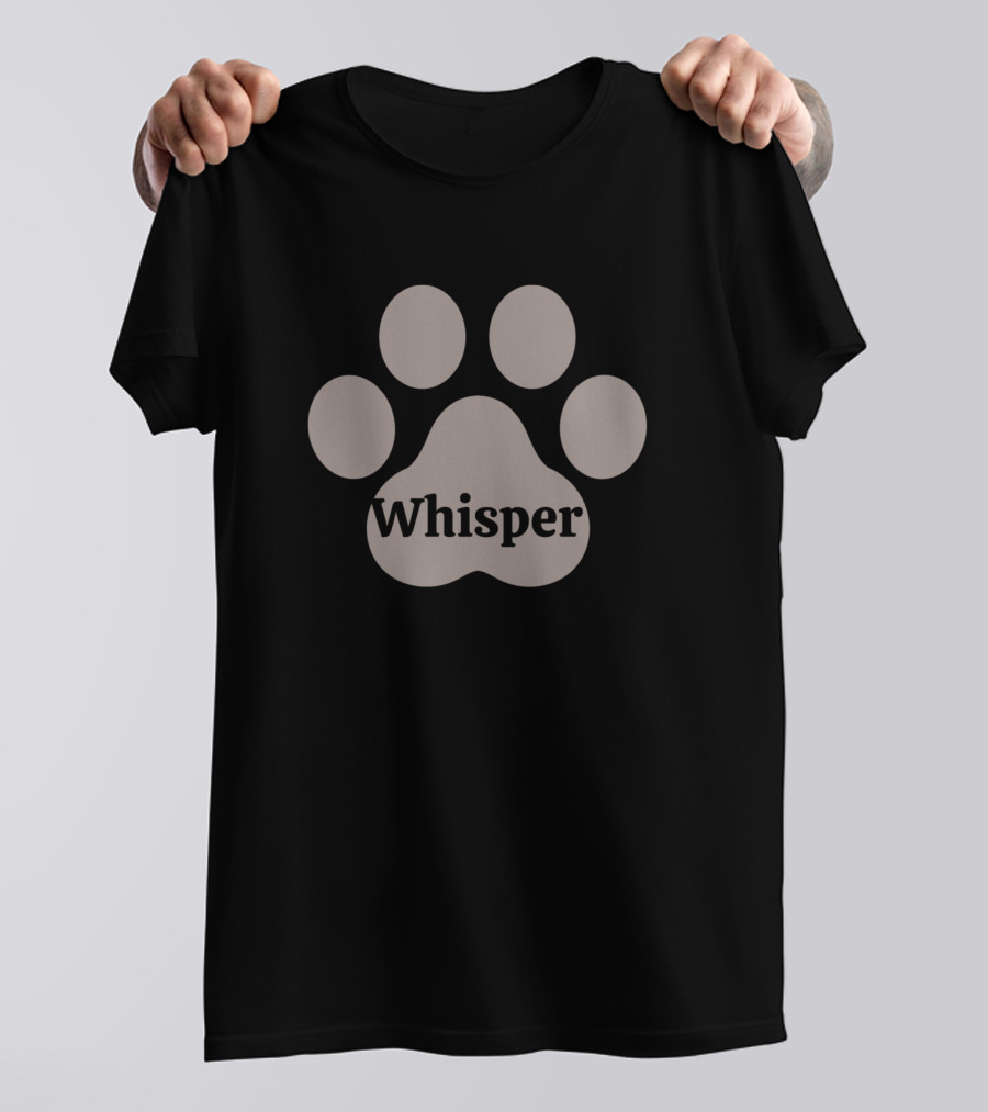 Whisper Paw Print Pet Name T-Shirt