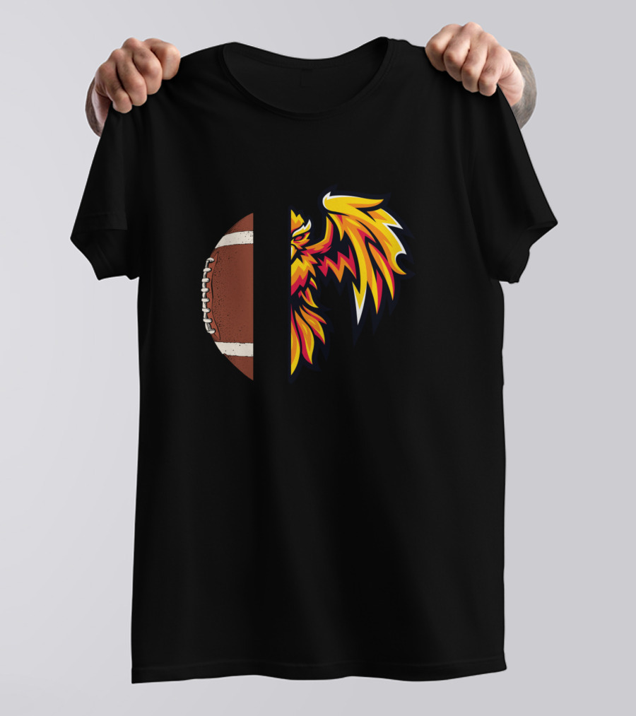 Phoenixs Football Logo Featuring Half Football And Fiery Phoenix T-Shirt