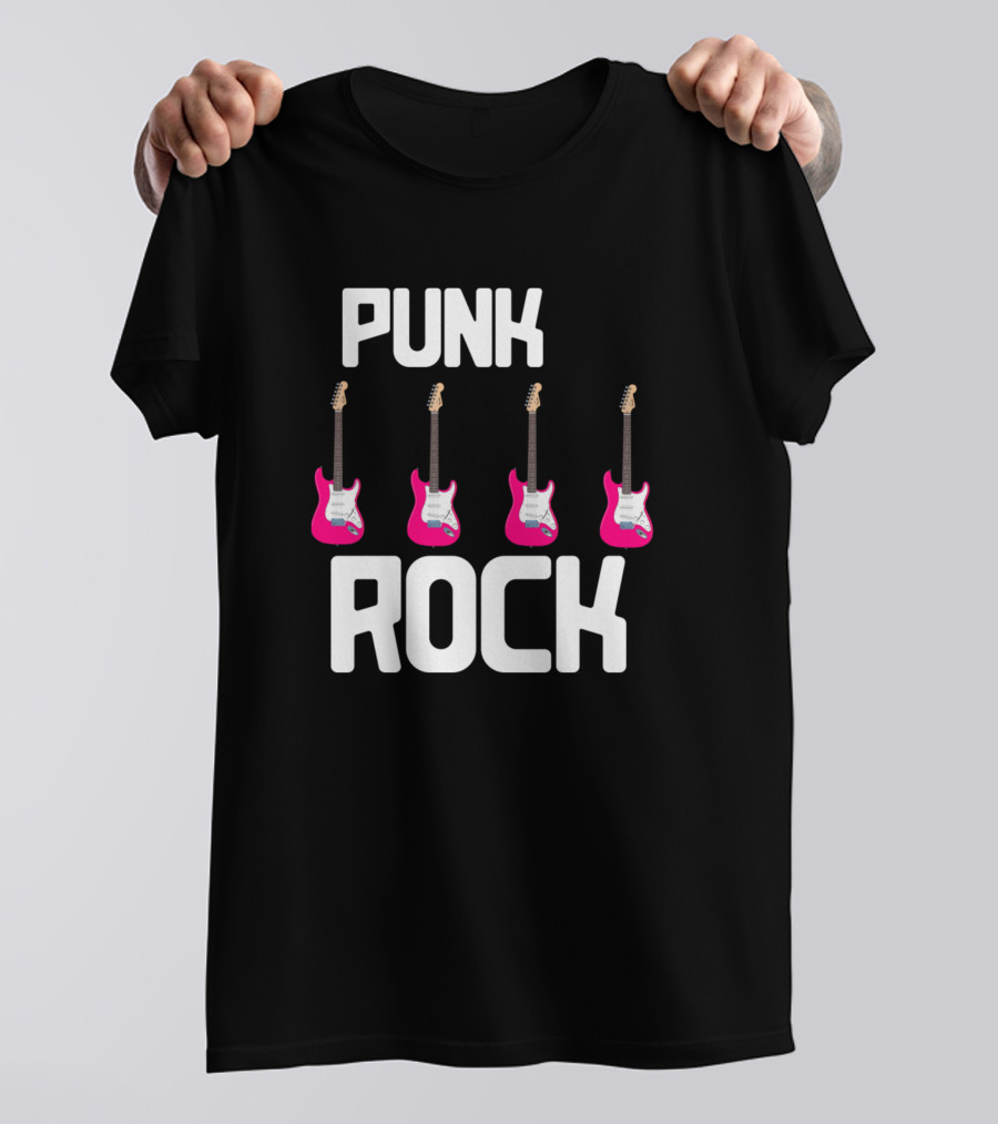 Punk Rock Pink Electric Guitars T-Shirt