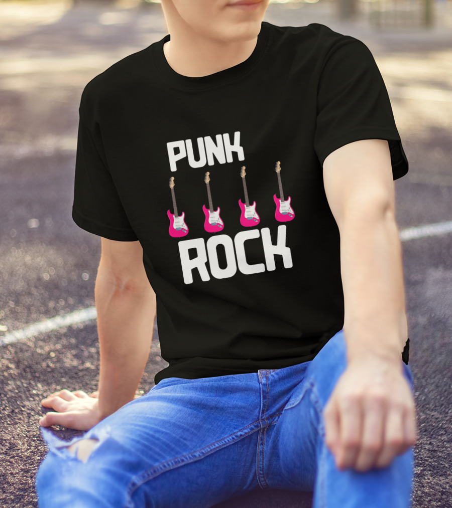 Punk Rock Pink Electric Guitars T-Shirt