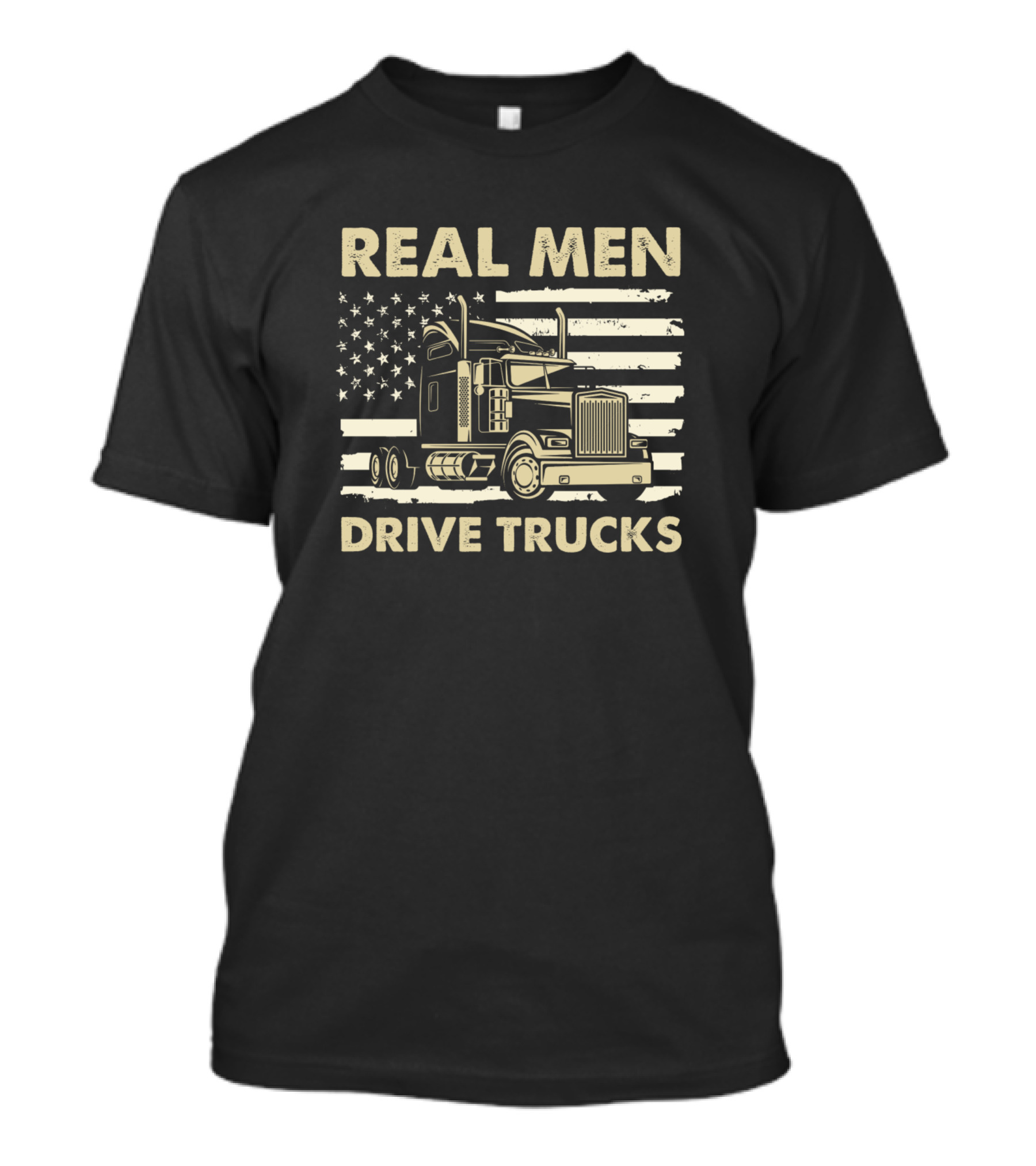 Real Men Drive Trucks American Flag Truck T-Shirt