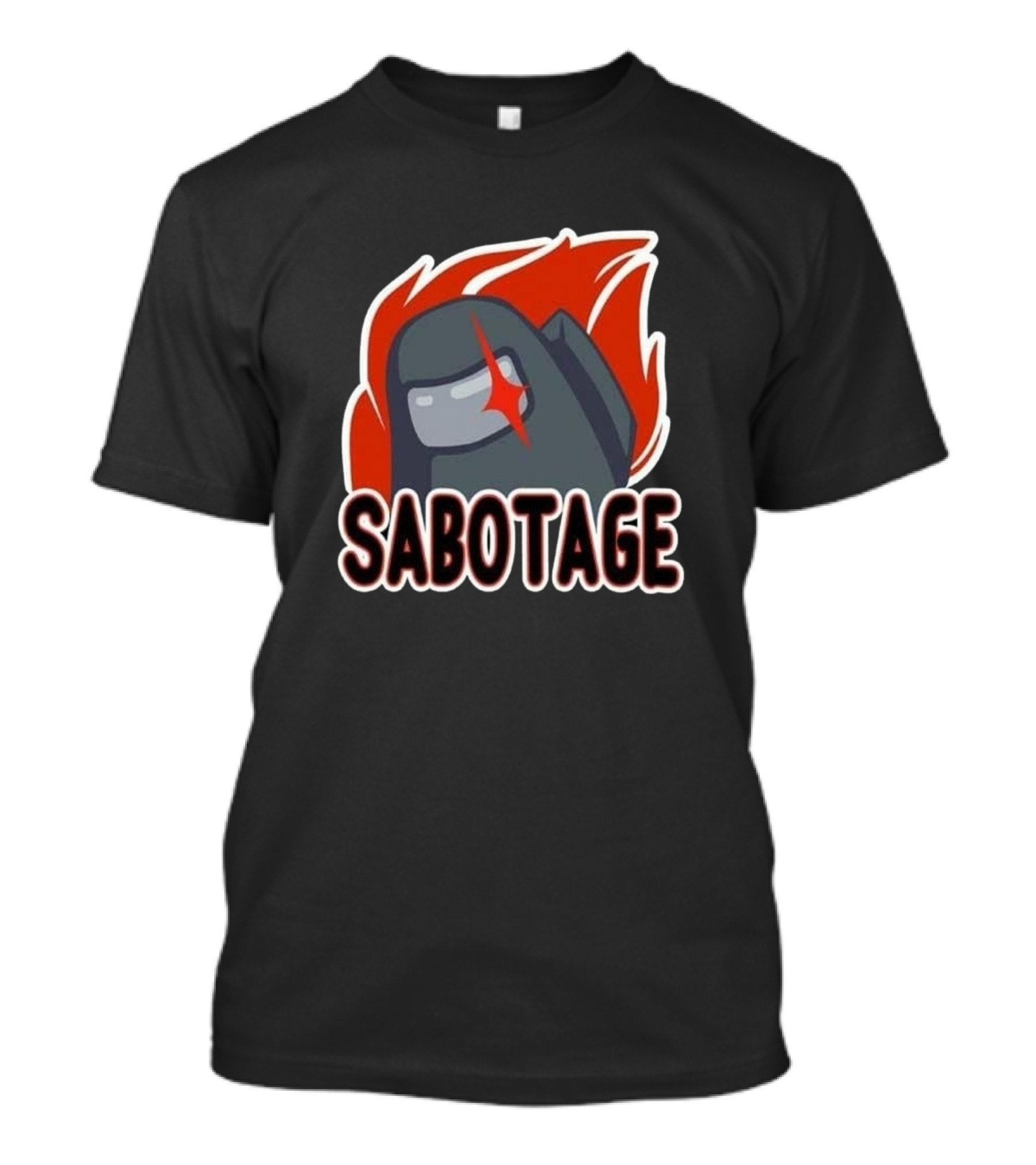 Sabotage Among Us Crewmate With Fiery Background T-Shirt