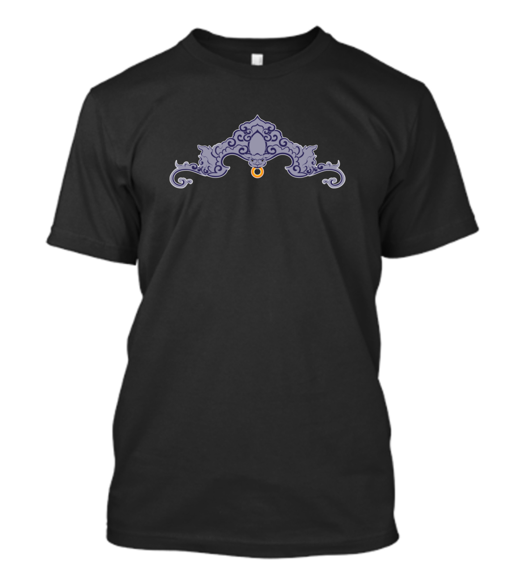 Sacred Bat Ornate Mythical Creature Symbol With Decorative Halo T-Shirt