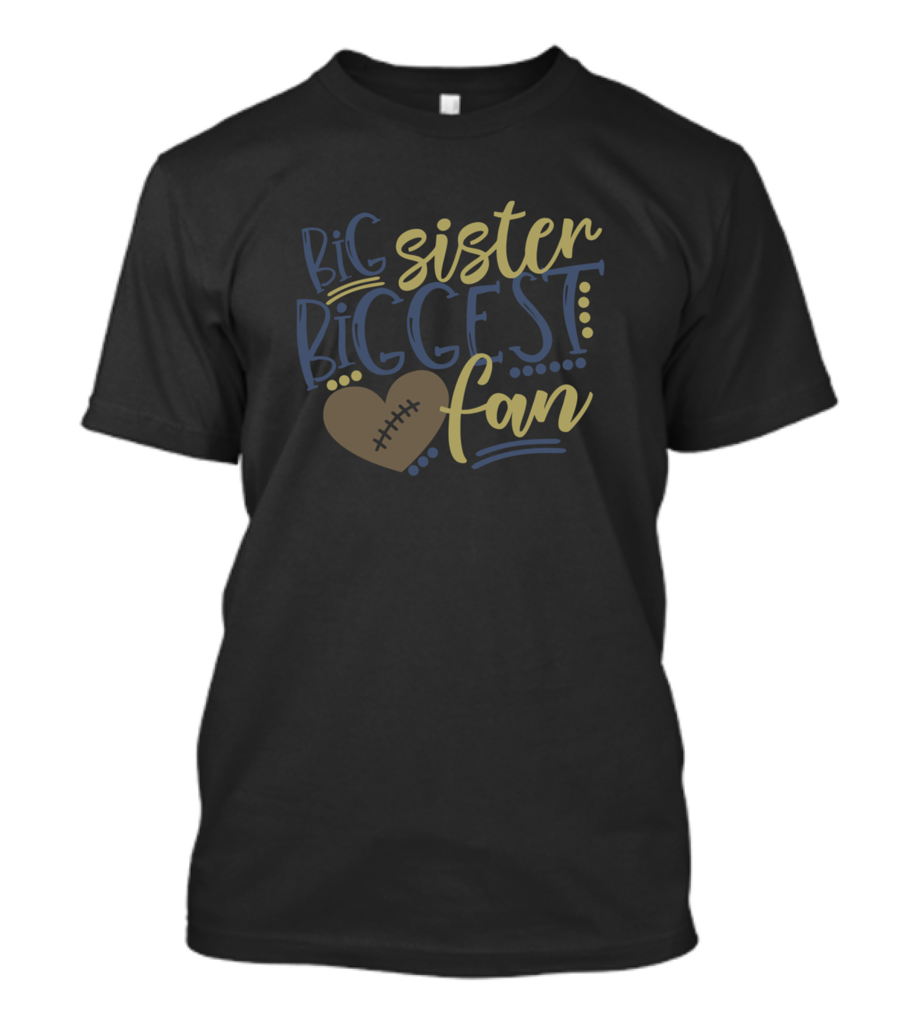 Big Sister Biggest Fan Heart With Stitching T-Shirt