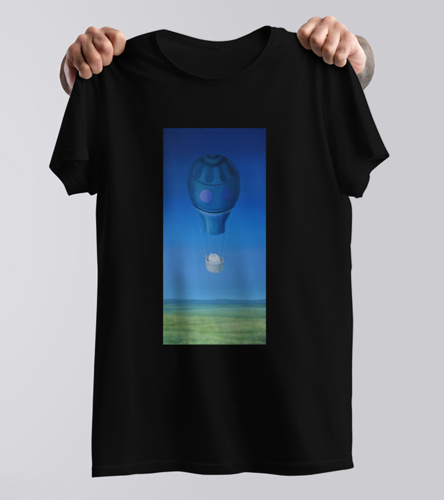 Delivery By Fat Cat Floating In Blue Hot Air Balloon T-Shirt