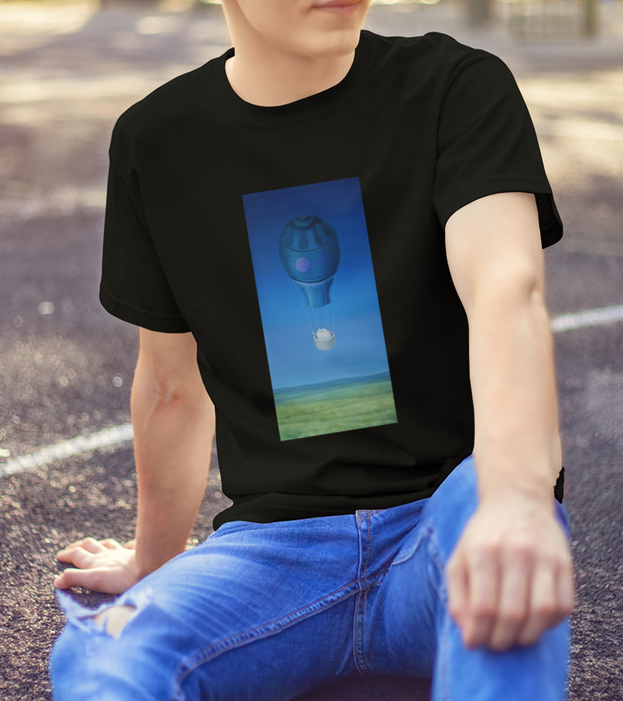 Delivery By Fat Cat Floating In Blue Hot Air Balloon T-Shirt