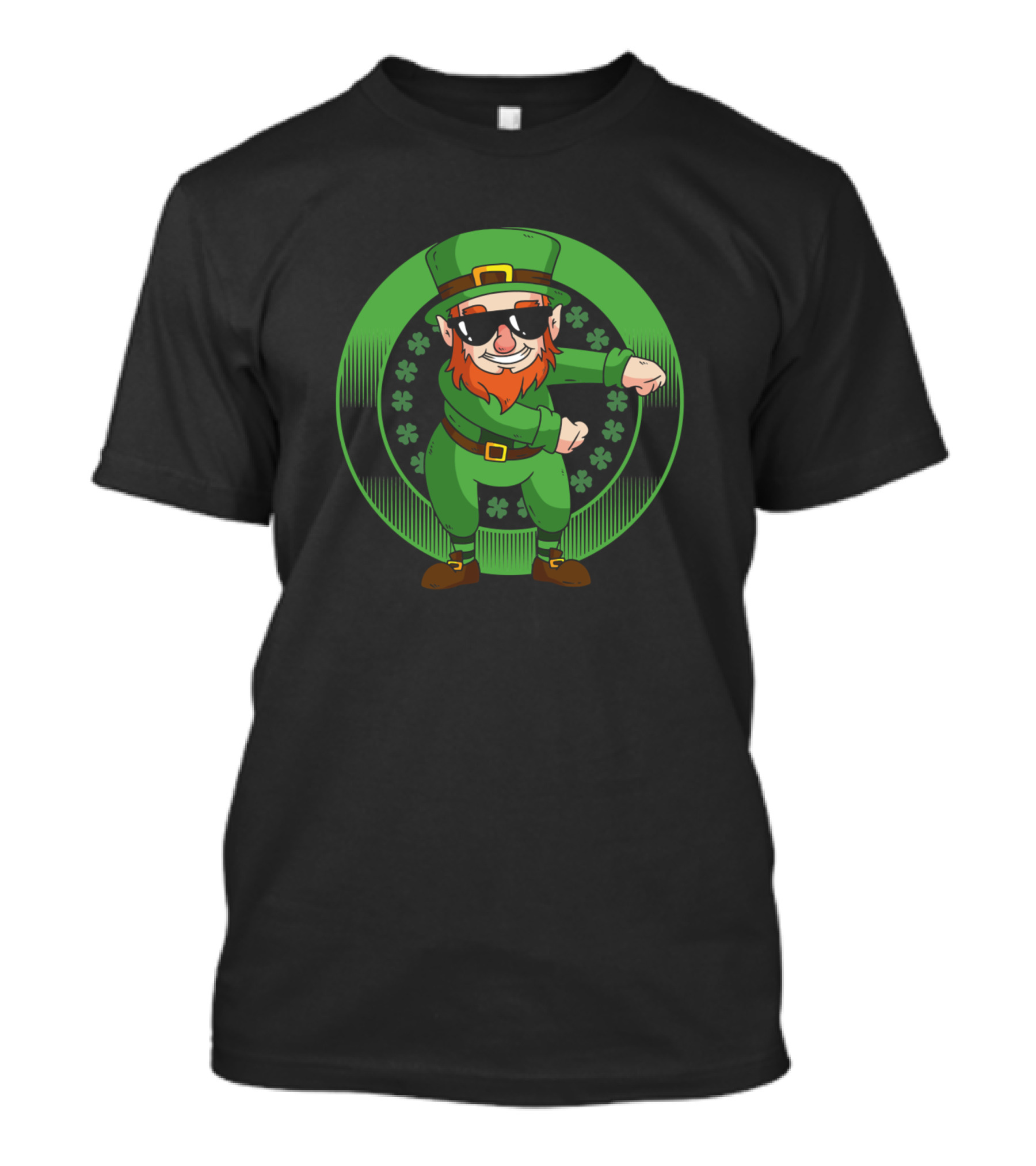 St Patricks Day Leprechaun Flossing Dance With Shamrock Circle T-Shirt