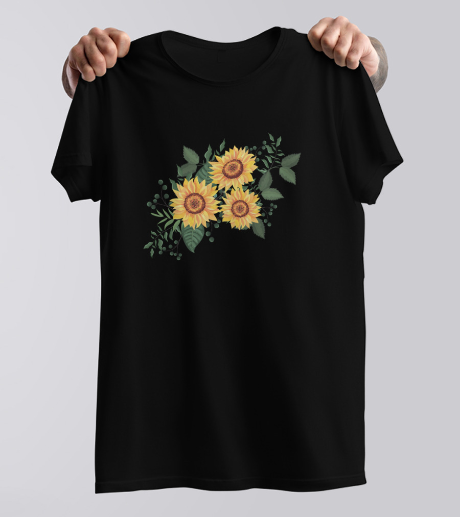 Sunflowers In The Sunshine For Flower Lovers With Leafy Greenery T-Shirt