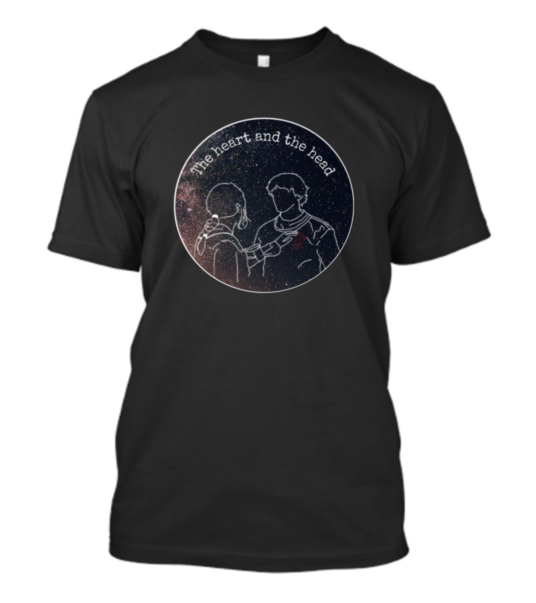The Heart And The Head Cosmic Connection Outline Line T-Shirt