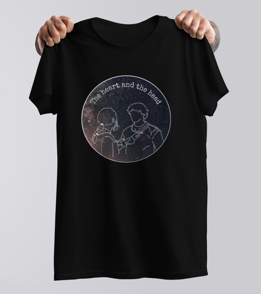 The Heart And The Head Cosmic Connection Outline Line T-Shirt
