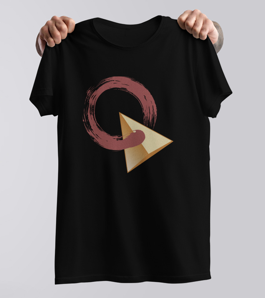 The Logic Of Zen Painted Enso Circle And Golden Pyramid T-Shirt