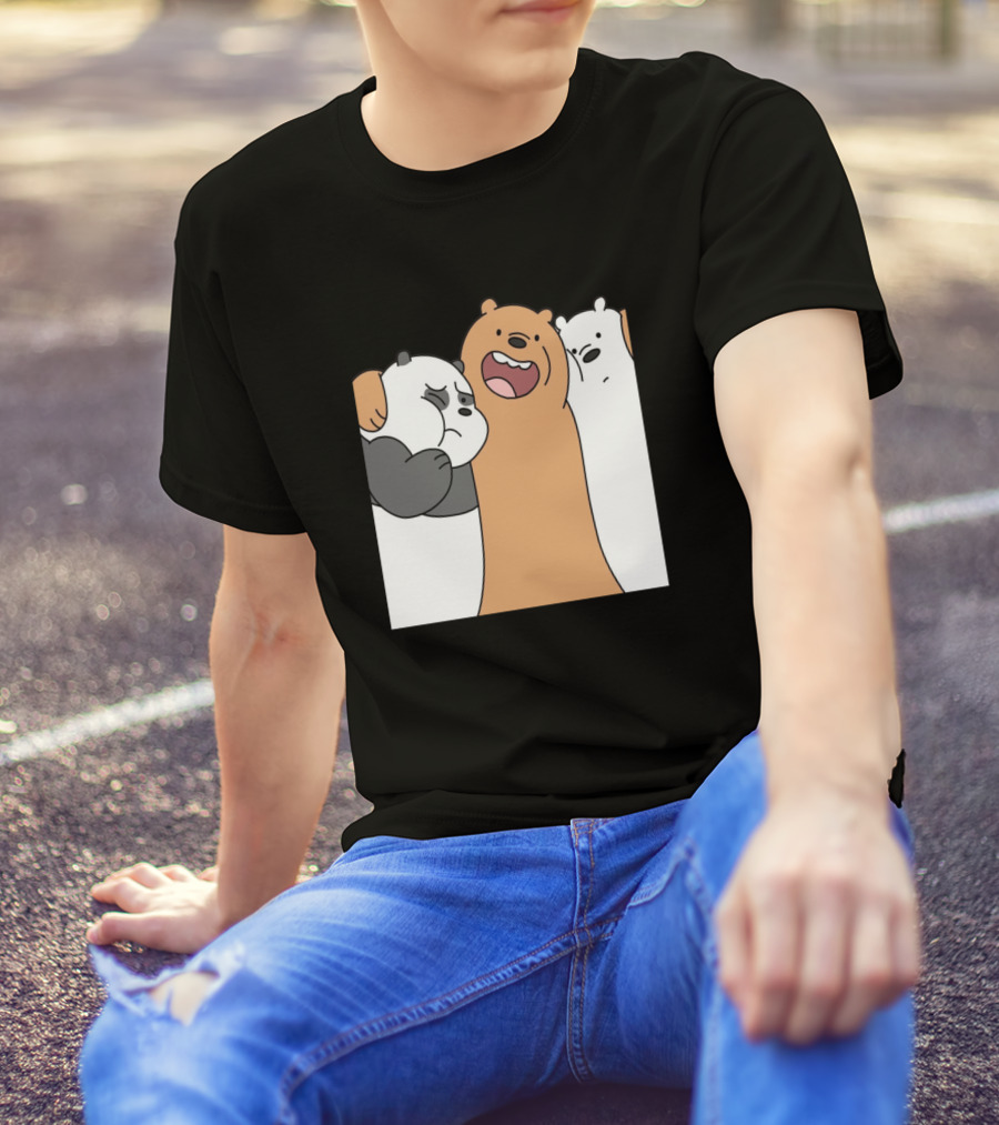 We Bare Bears Grizzly Panda Ice Bear Trio Hug T-Shirt