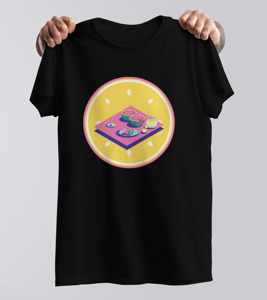 Watermelon Picnic Isometric Lemon Slice Summer Refreshment T-Shirt