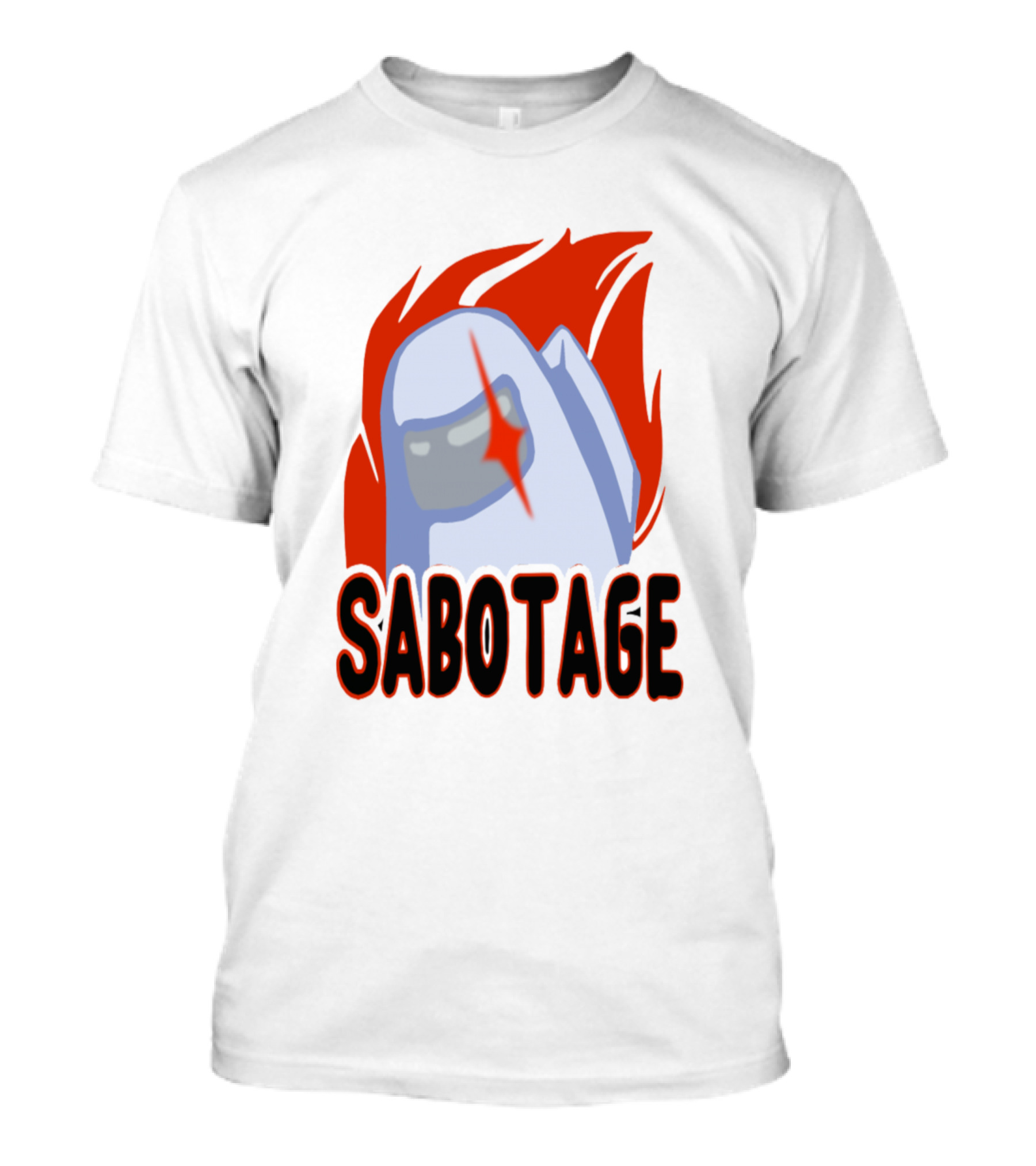 White Among Us Sabotage Crewmate Flame T-Shirt