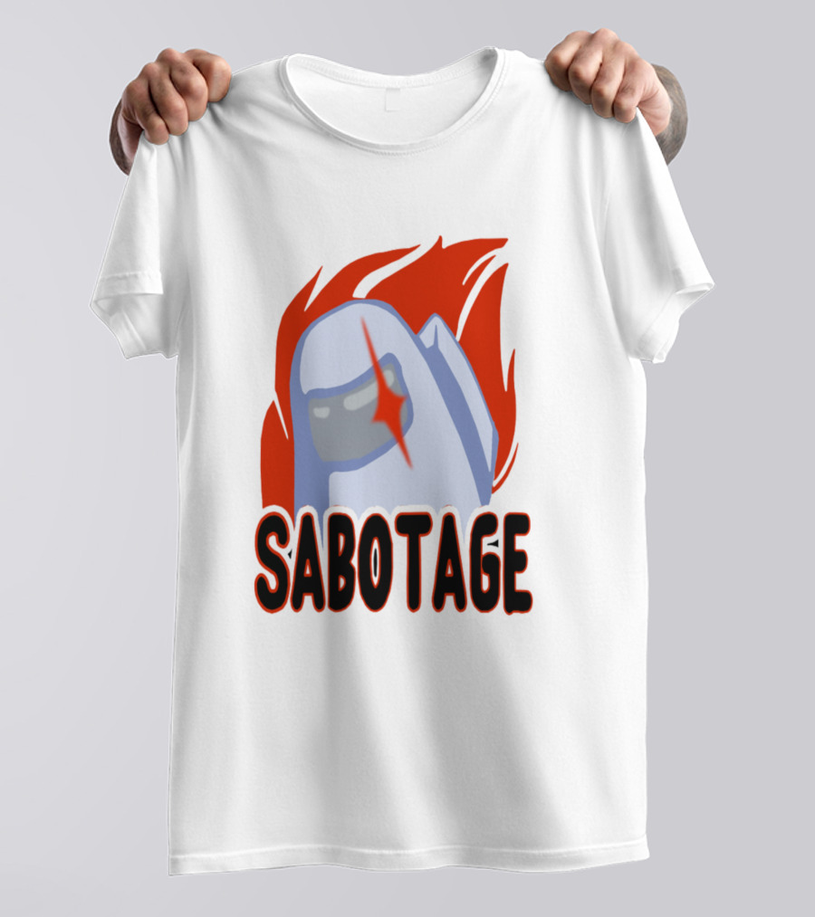 White Among Us Sabotage Crewmate Flame T-Shirt