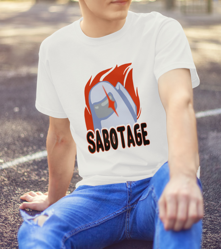 White Among Us Sabotage Crewmate Flame T-Shirt