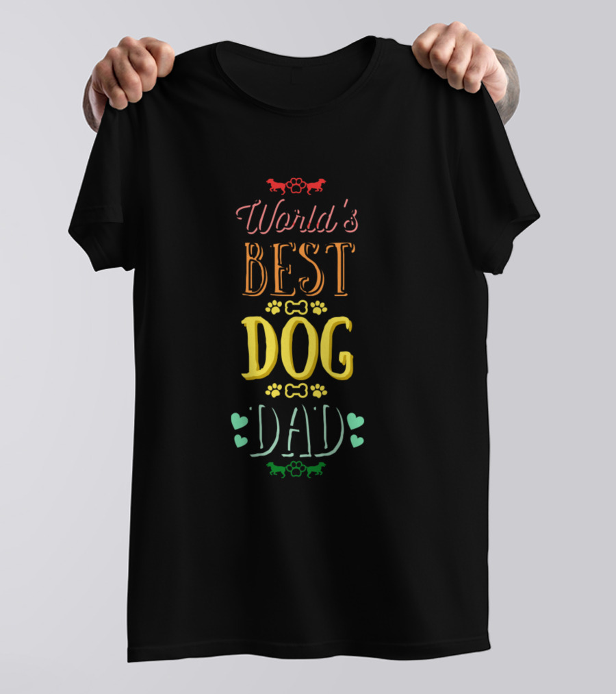 World's Best Dog Dad With Paw Prints And Heart Accents T-Shirt