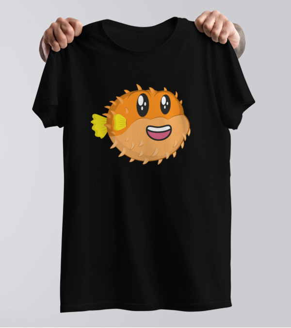 Puffer Fish Smiling Cartoon T-Shirt