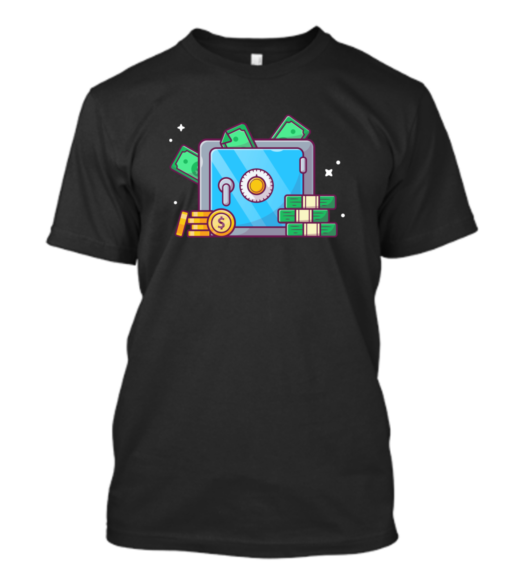Save Deposit Box Cash Stacks Cartoon T-Shirt