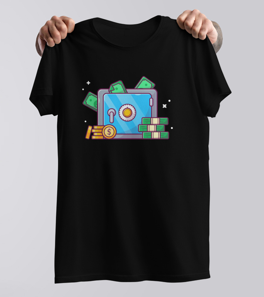 Save Deposit Box Cash Stacks Cartoon T-Shirt