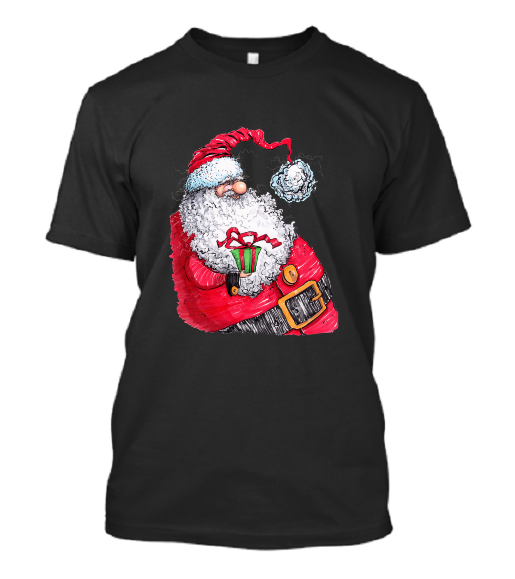 Silly Santa With Gift And Red Hat T-Shirt
