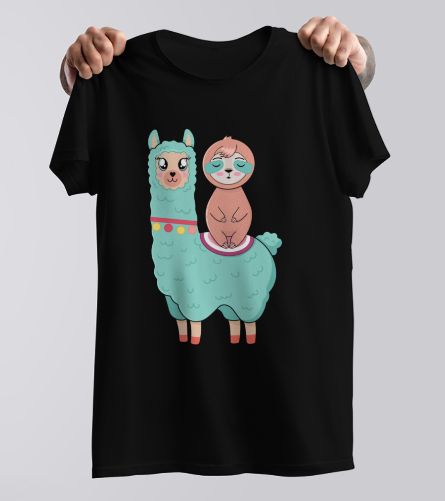Funny Sloth Riding Llama Back To School Love T-Shirt