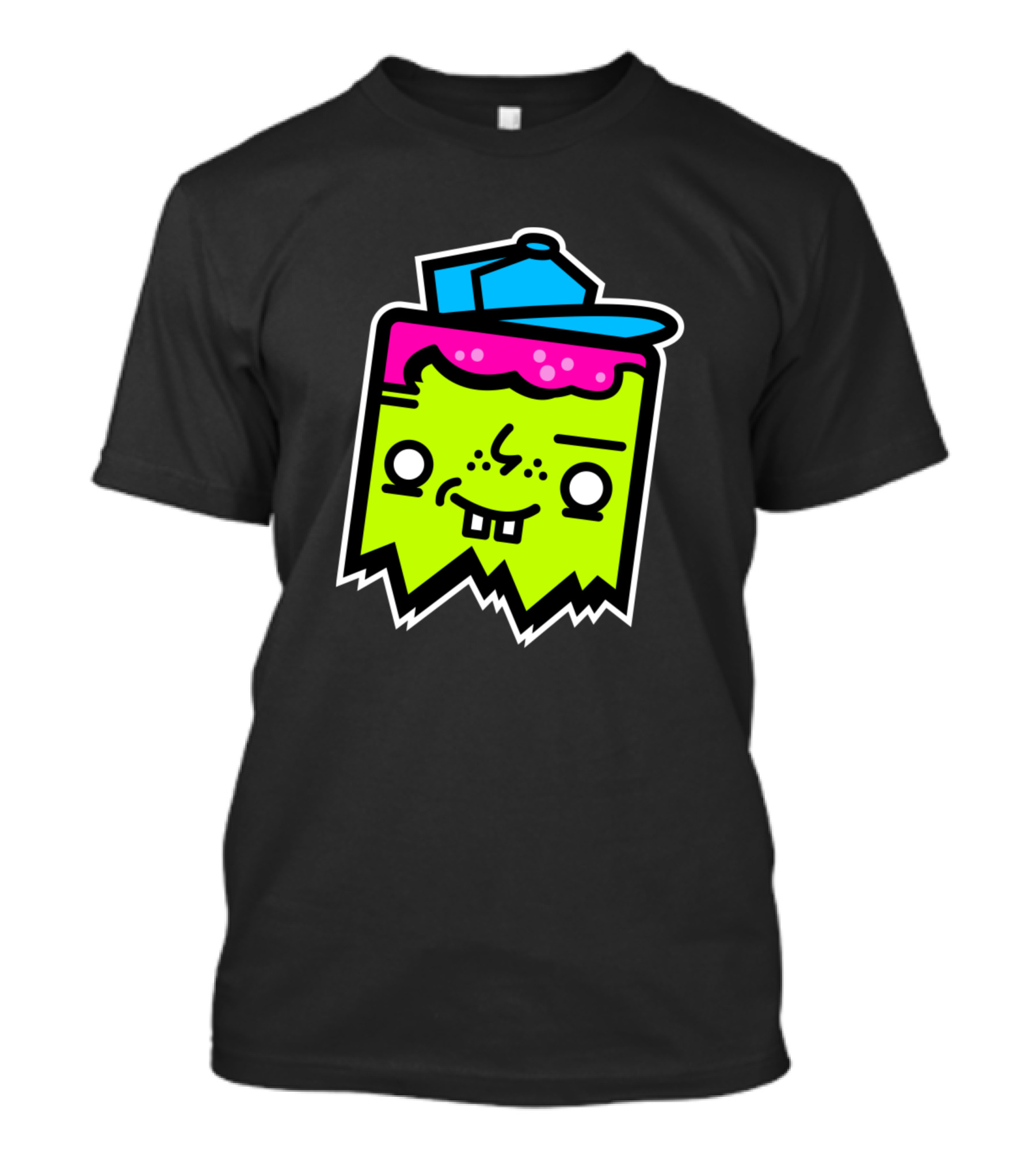 Smiling Sprout Mascot Cartoon Zombie Face With Blue Cap T-Shirt