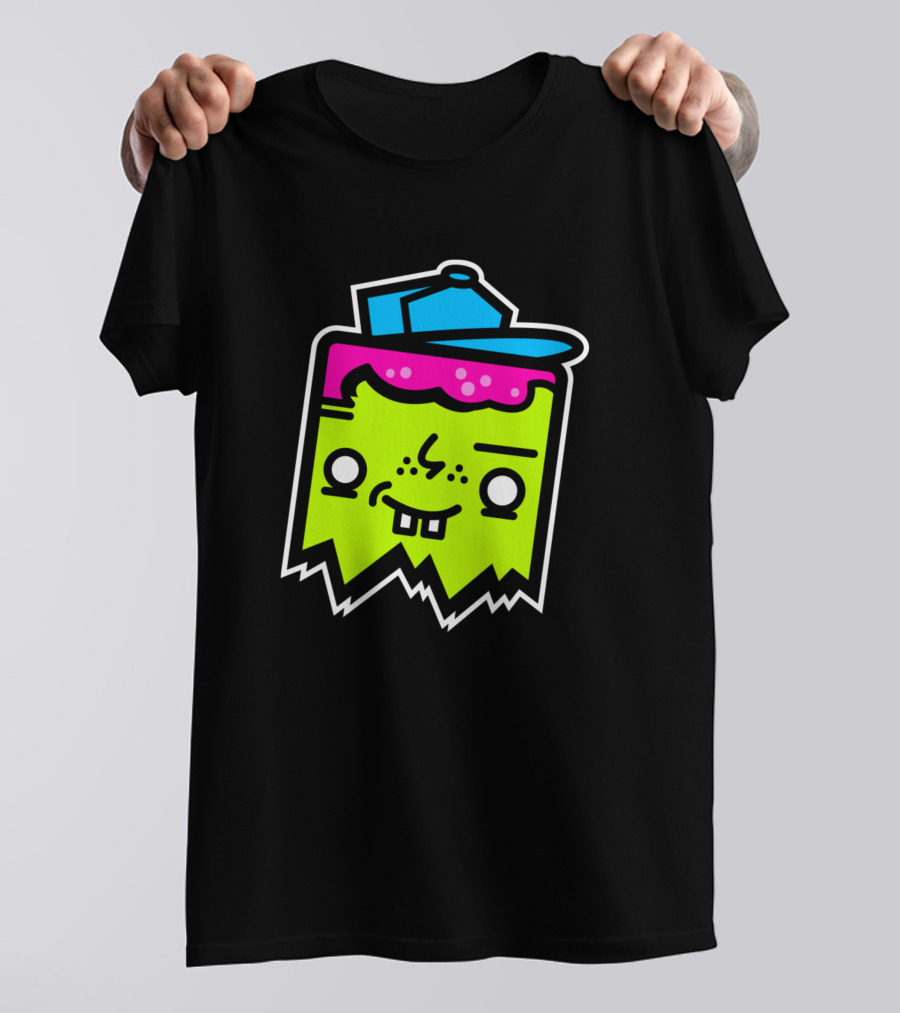 Smiling Sprout Mascot Cartoon Zombie Face With Blue Cap T-Shirt