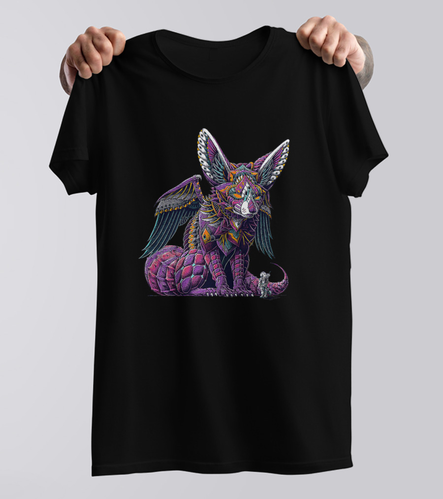 Sp Foxes501 Psychedelic Winged Creature Fantasy T-Shirt