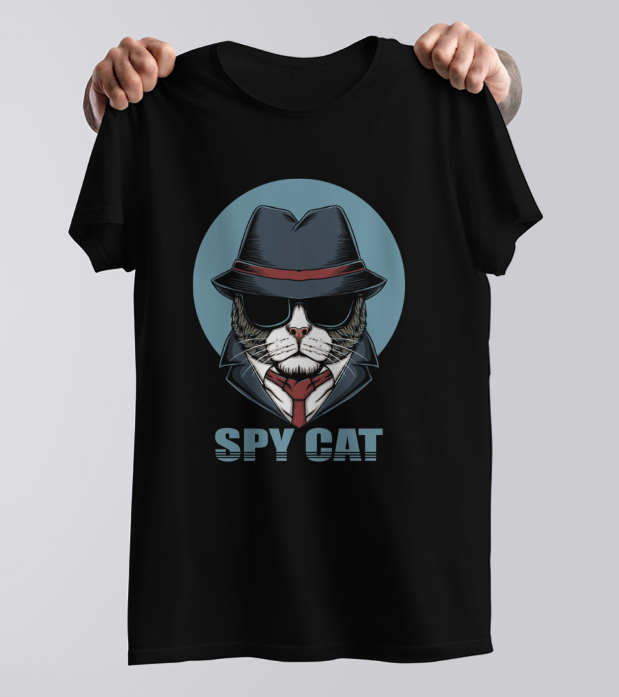 Spy Cat Fedora Sunglasses Disguise T-Shirt