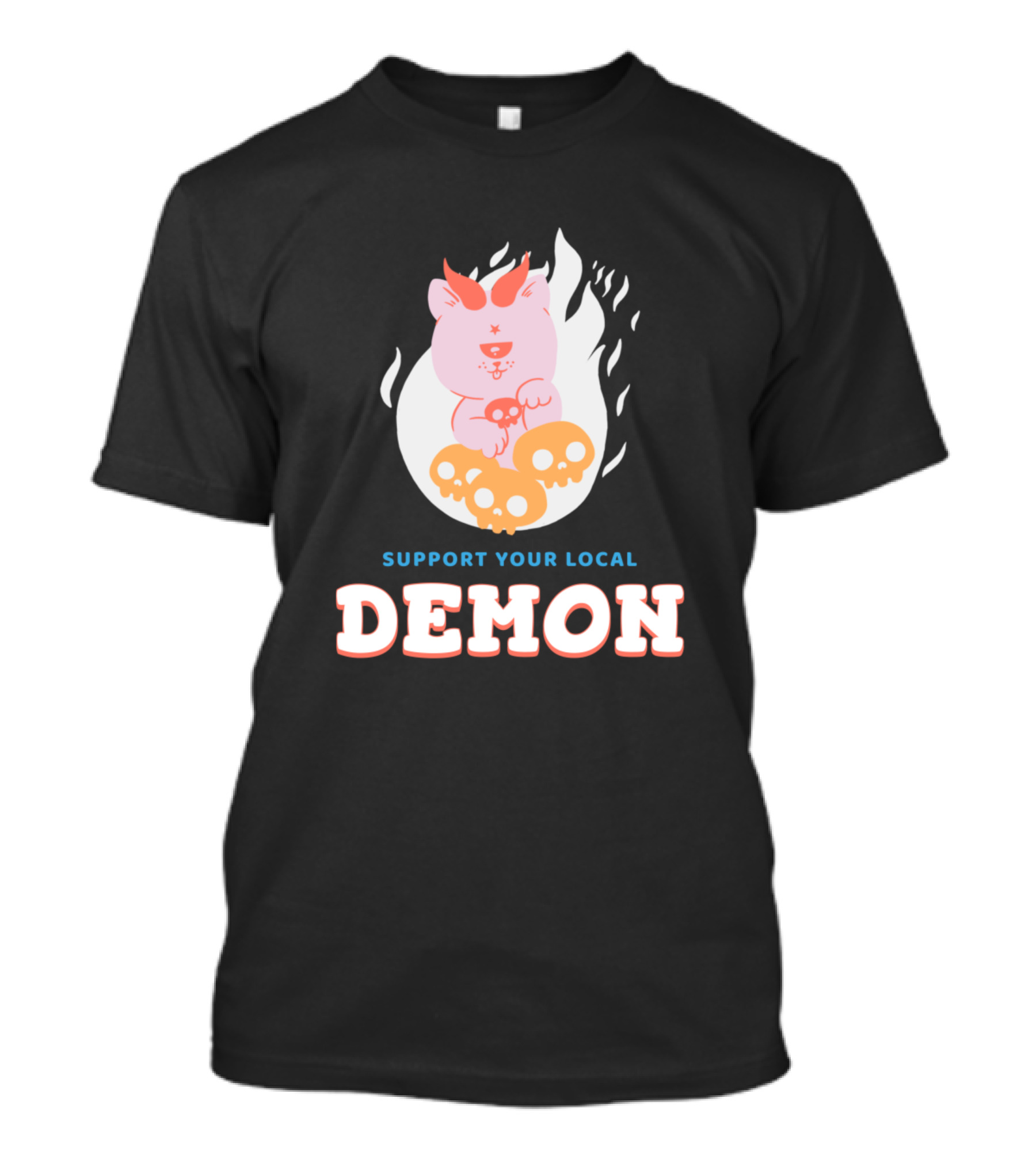 Support Your Local Demon Fiery Pig With Skulls T-Shirt