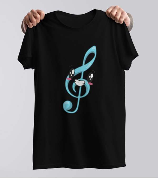 Treble Clef Musician Cartoon Character T-Shirt