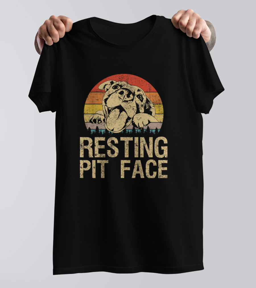 Resting Pit Face Funny Vintage Pitbull Love T-Shirt