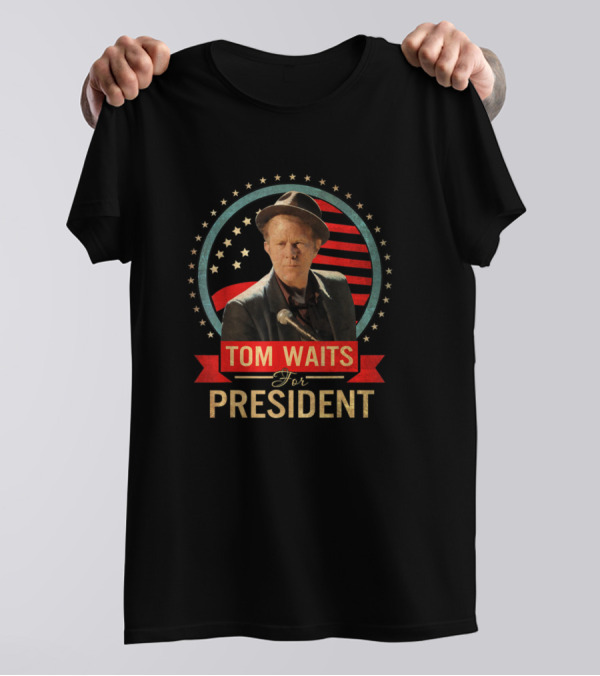 Tom Waits For President Vintage Playing Piano Music American Flag T-Shirt