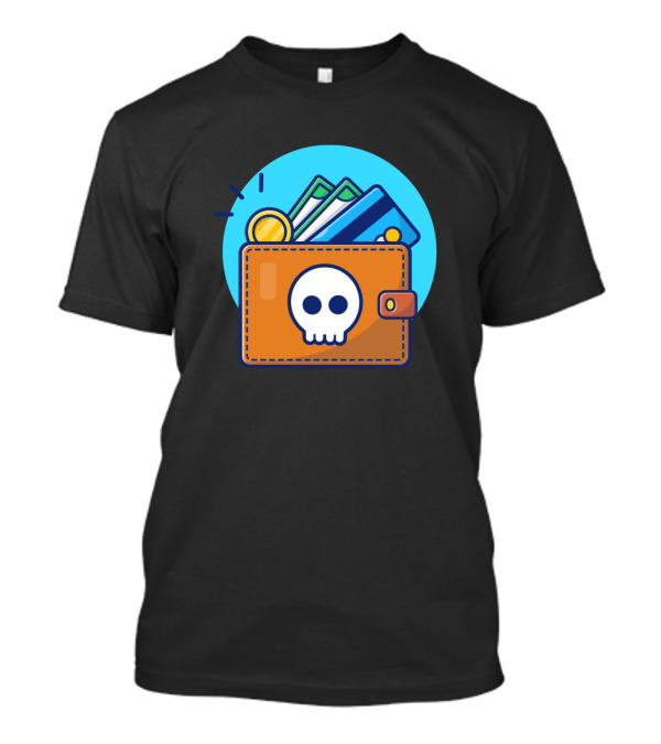 Hacked Cartoon Wallet Skull Icon With Coin And Card T-Shirt