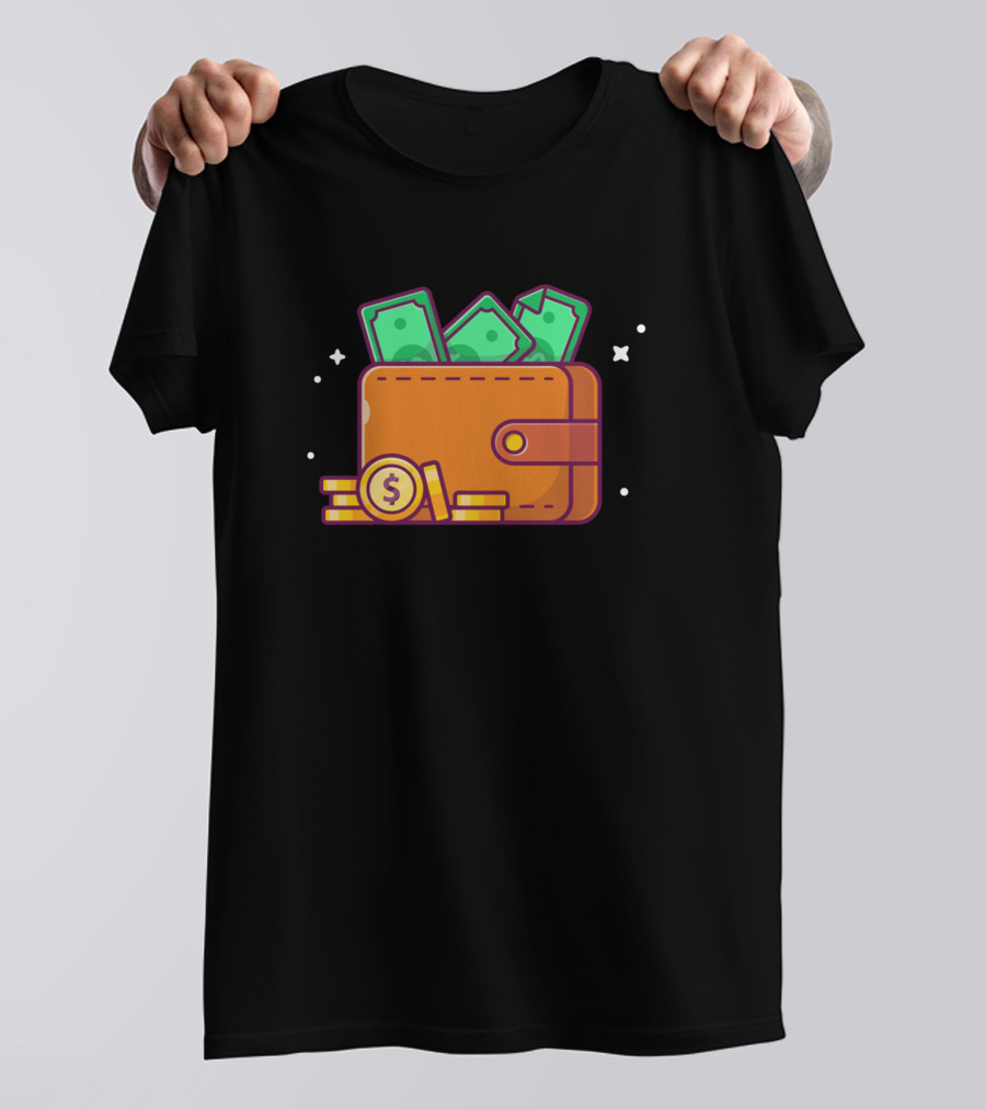 Wallet Full Of Cash And Coins Cartoon T-Shirt