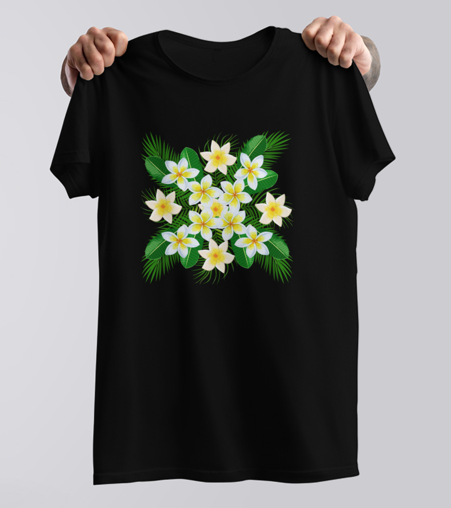 White Flowers Bouquet With Green Leaves T-Shirt