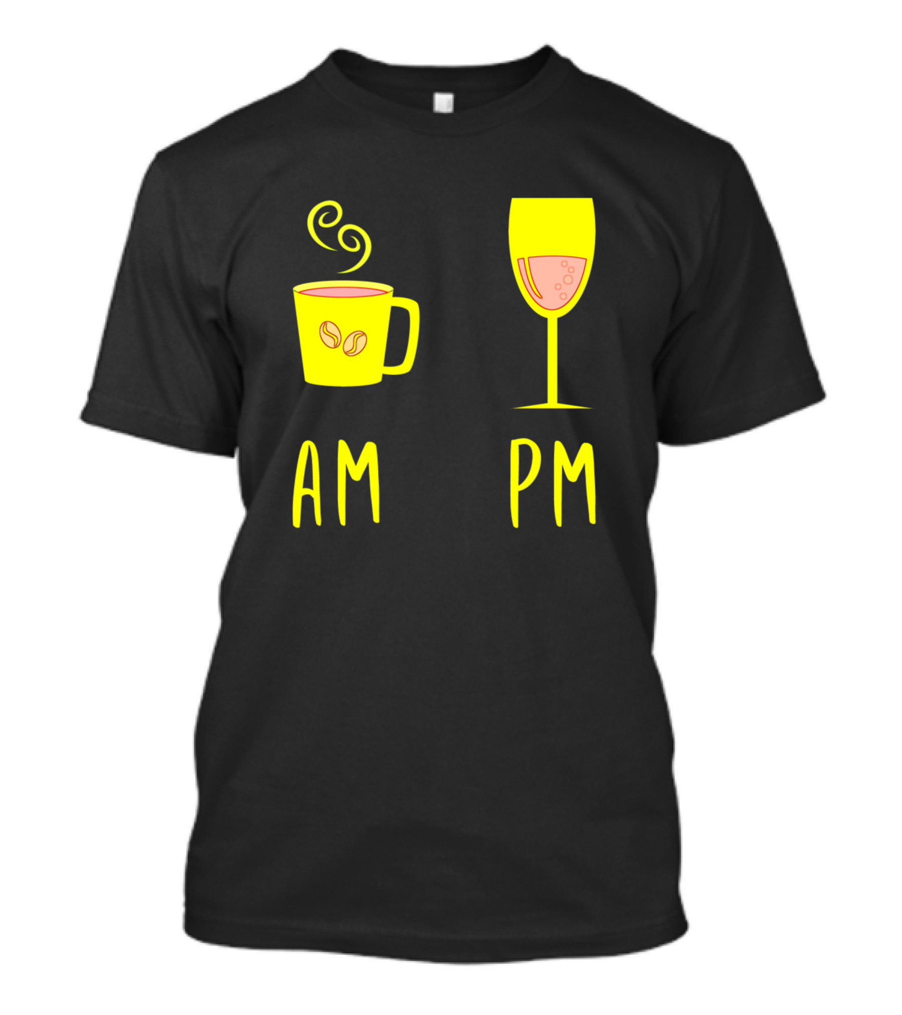 AM Coffee PM Wine Glass Drinker Sayings T-Shirt
