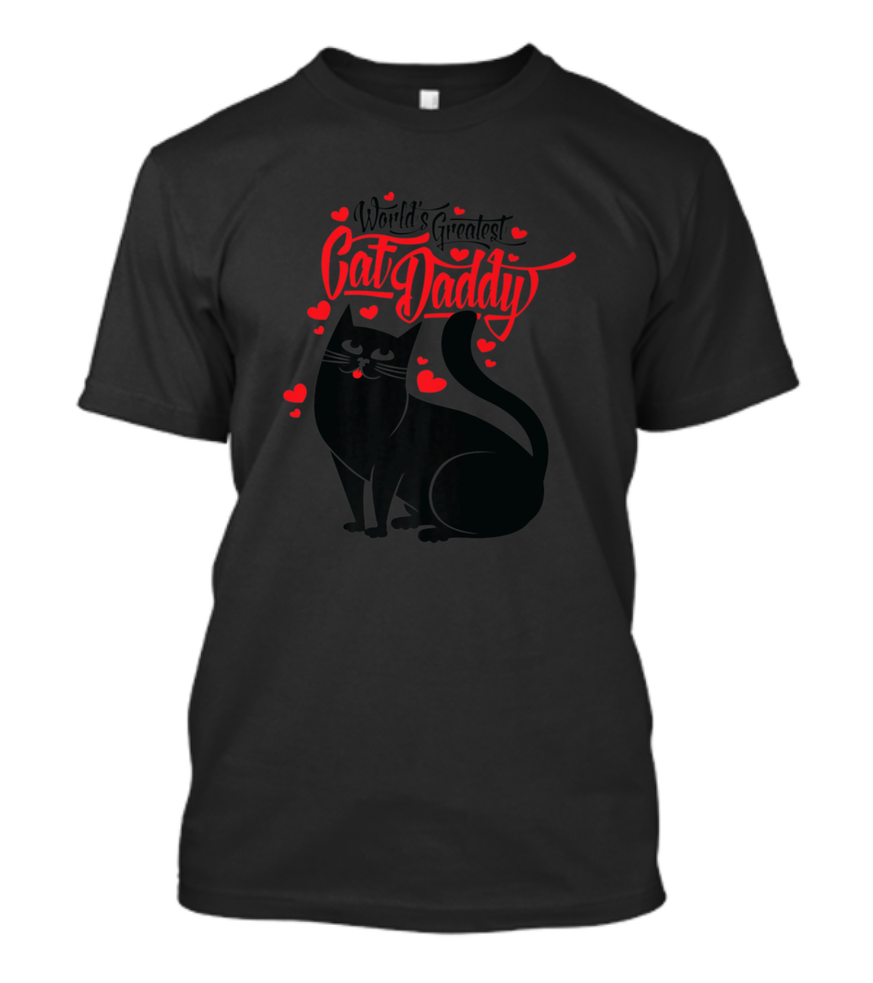 World's Greatest Cat Daddy Cat With Hearts T-Shirt