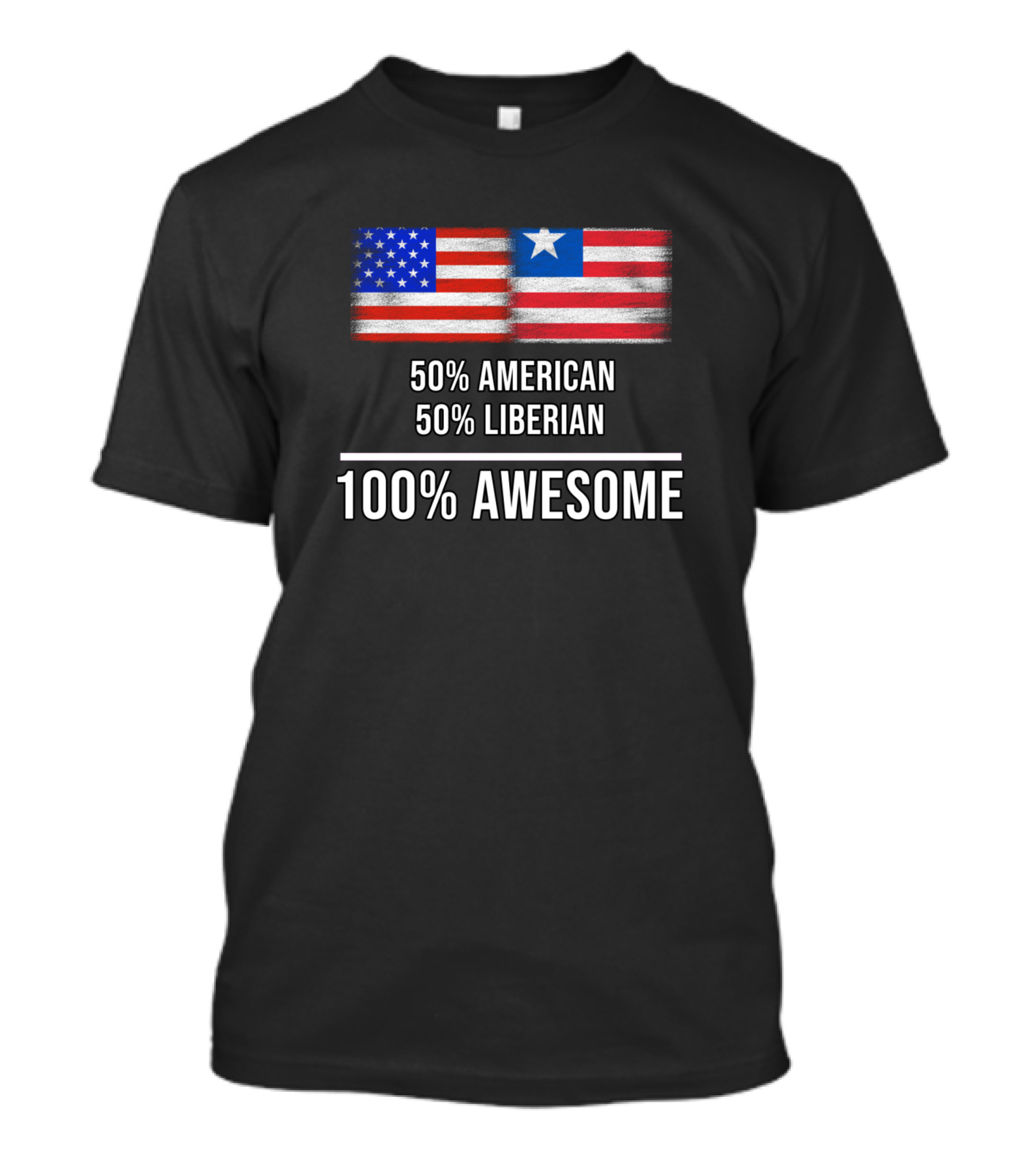 50 American 50 Liberian 100% Awesome USA Liberia Flags T-Shirt