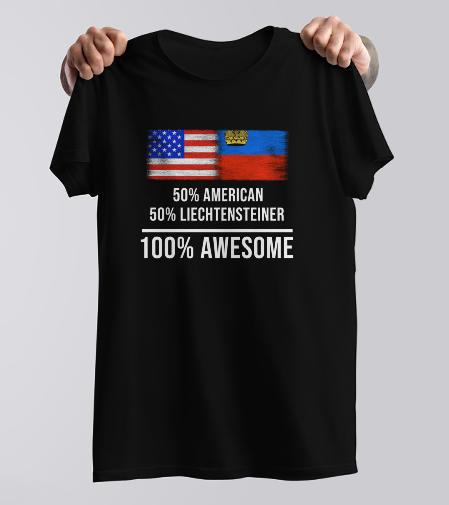 50 American 50 Liechtensteiner 100 Awesome Flag Mashup T-Shirt