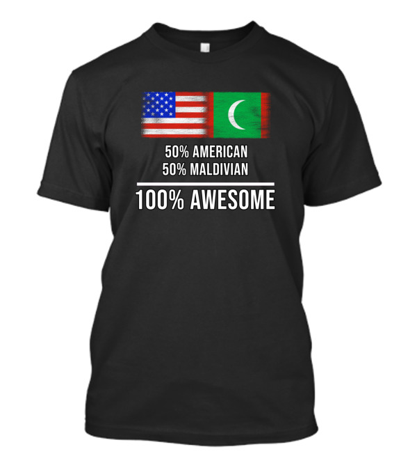 50 American 50 Maldivian 100 Awesome With USA And Maldives Flags T-Shirt
